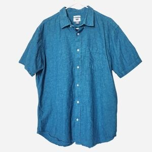 Old Navy Aqua Cotton Linen Button Down